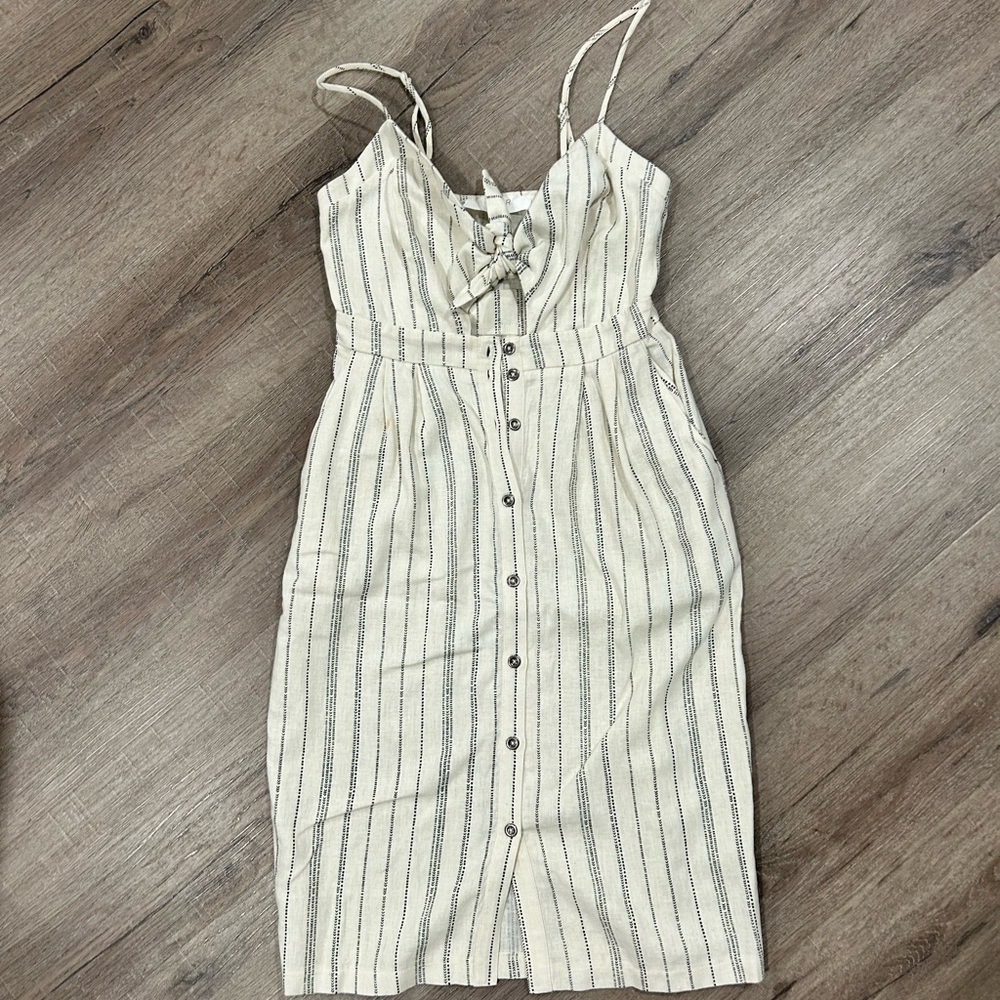 Striped Button-Down Midi Dress